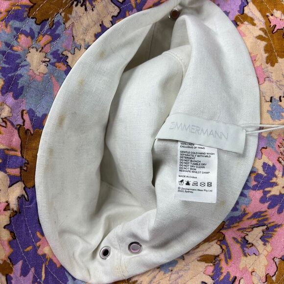 Zimmermann Floral Bucket Hat - Purple, Pink, and Brown - Picture 7 of 8